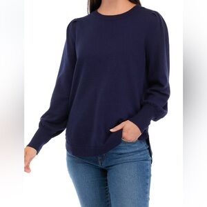 Crown & Ivy Navy Round Hem Tunic Sweater